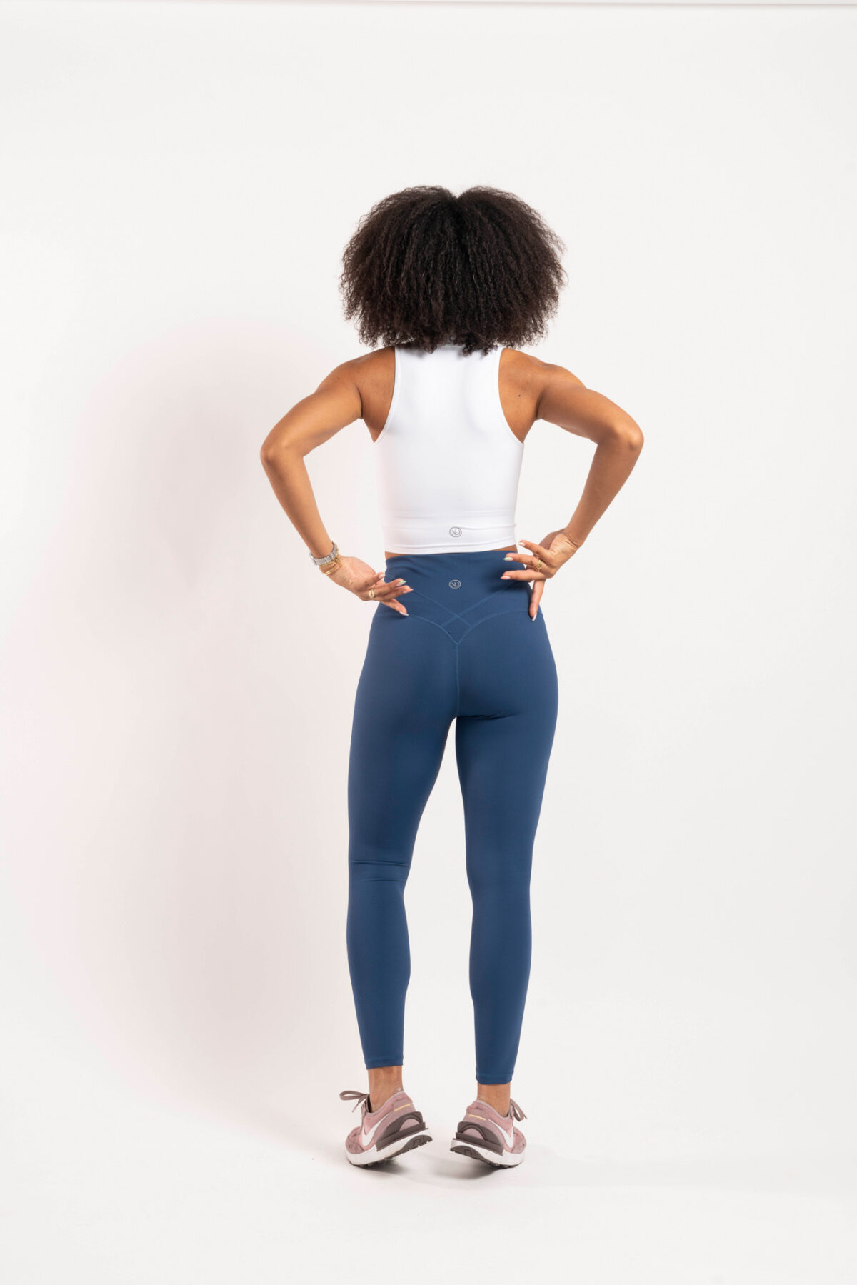 Woman wearing our softest legging yet. Made from a beautiful mix of Nylon & Spandex to give you a compressed feel.