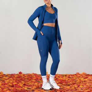 Elevate Zip Jacket (Midnight Blue). Crafted from premium compression material, this full zip jacket offers a snug fit with full range of motion.