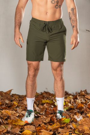 Elevate Men's Shorts (Olive), the perfect combination of style and functionality. Crafted with lightweight material, these shorts provide ultimate comfort and breathability for all your activities. Featuring two side pockets and an additional zip pocket, you can easily store your essentials while on the move.