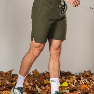 Elevate Men's Shorts (Olive), the perfect combination of style and functionality. Crafted with lightweight material, these shorts provide ultimate comfort and breathability for all your activities. Featuring two side pockets and an additional zip pocket, you can easily store your essentials while on the move.