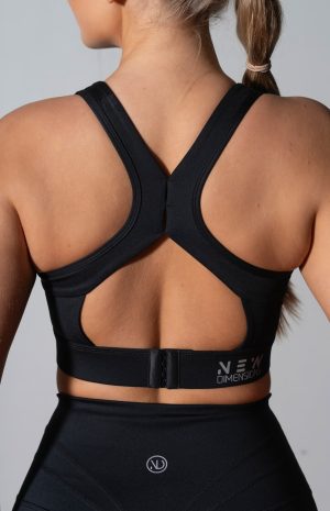 Elevate Sports Bra (Black). Designed for comfort & support, This bra features a thick elastic band for a secure fit & removable padding for customizable support.
