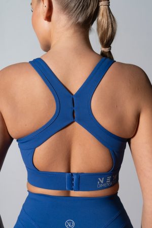 Elevate Sports Bra (Midnight Blue). Designed for comfort & support, This bra features a thick elastic band for a secure fit & removable padding for customizable support.