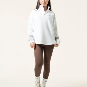 Premium & Practical - the Deluxe ¼ Zip (White). Made from our deluxe material, this 1/4 zip is designed to keep you warm and cosy during the colder months. The fabric is soft & heavy to the touch and provides ultimate comfort, making it a must-have for your wardrobe.