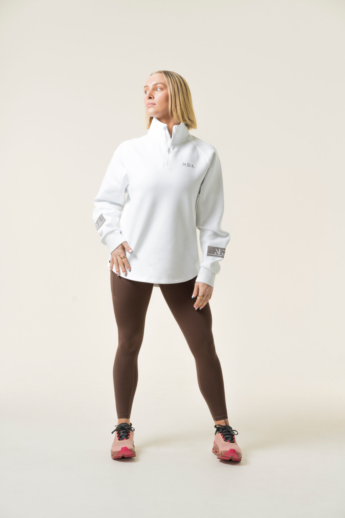 Premium & Practical - the Deluxe ¼ Zip (White). Made from our deluxe material, this 1/4 zip is designed to keep you warm and cosy during the colder months. The fabric is soft & heavy to the touch and provides ultimate comfort, making it a must-have for your wardrobe.