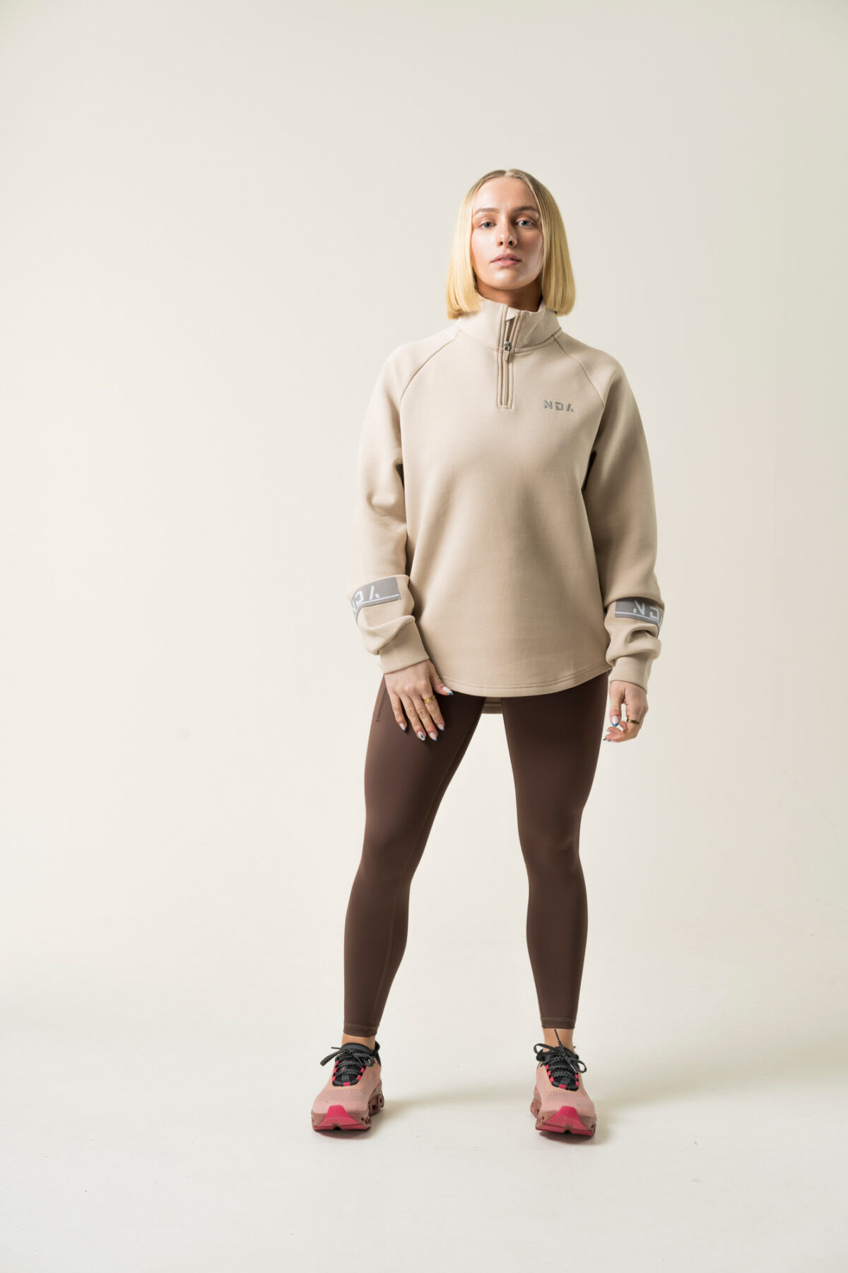 Premium & Practical - the Deluxe ¼ Zip (Beige). Made from our deluxe material, this 1/4 zip is designed to keep you warm and cosy during the colder months. The fabric is soft & heavy to the touch and provides ultimate comfort, making it a must-have for your wardrobe.