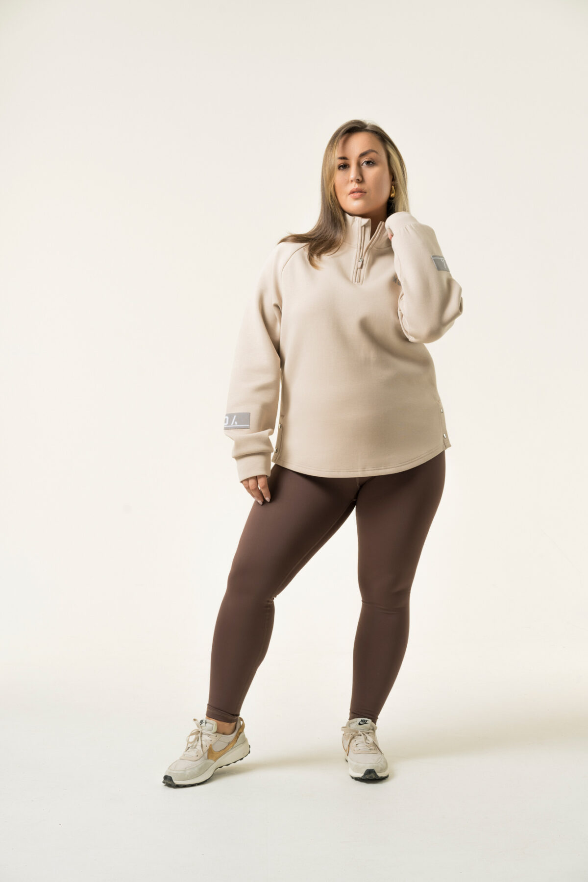 Premium & Practical - the Deluxe ¼ Zip (Beige). Made from our deluxe material, this 1/4 zip is designed to keep you warm and cosy during the colder months. The fabric is soft & heavy to the touch and provides ultimate comfort, making it a must-have for your wardrobe.