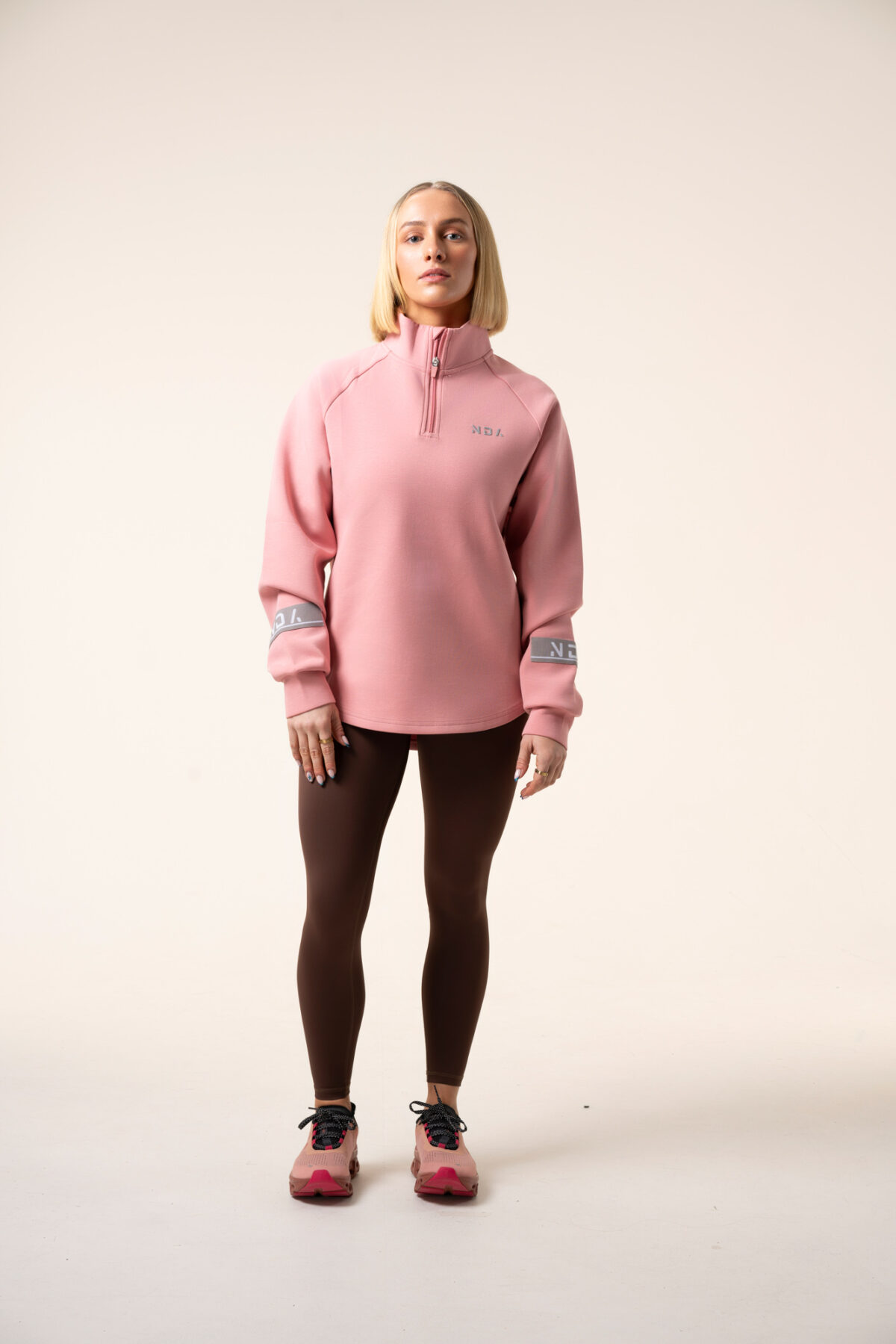 Premium & Practical - the Deluxe ¼ Zip (Blush Pink). Made from our deluxe material, this 1/4 zip is designed to keep you warm and cosy during the colder months. The fabric is soft & heavy to the touch and provides ultimate comfort, making it a must-have for your wardrobe.