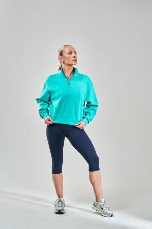 Relaxed Fit ¼ Zip (Turquoise)