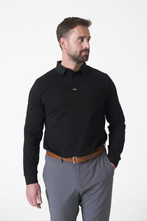 Elevate your golf game with the Men's Elements Golf Long Sleeve Polo (Black), designed to meet the demands of movement and performance on the course. Crafted from a premium cotton and spandex blend, this polo offers a lightweight feel and unmatched softness for all-day comfort.