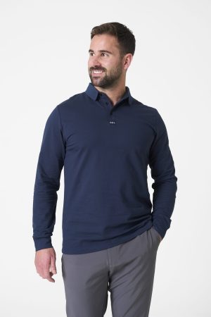 Elevate your golf game with the Men's Elements Golf Long Sleeve Polo (Navy), designed to meet the demands of movement and performance on the course. Crafted from a premium cotton and spandex blend, this polo offers a lightweight feel and unmatched softness for all-day comfort.