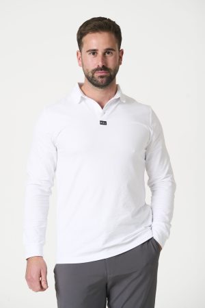Elevate your golf game with the Men's Elements Golf Long Sleeve Polo (White), designed to meet the demands of movement and performance on the course. Crafted from a premium cotton and spandex blend, this polo offers a lightweight feel and unmatched softness for all-day comfort.